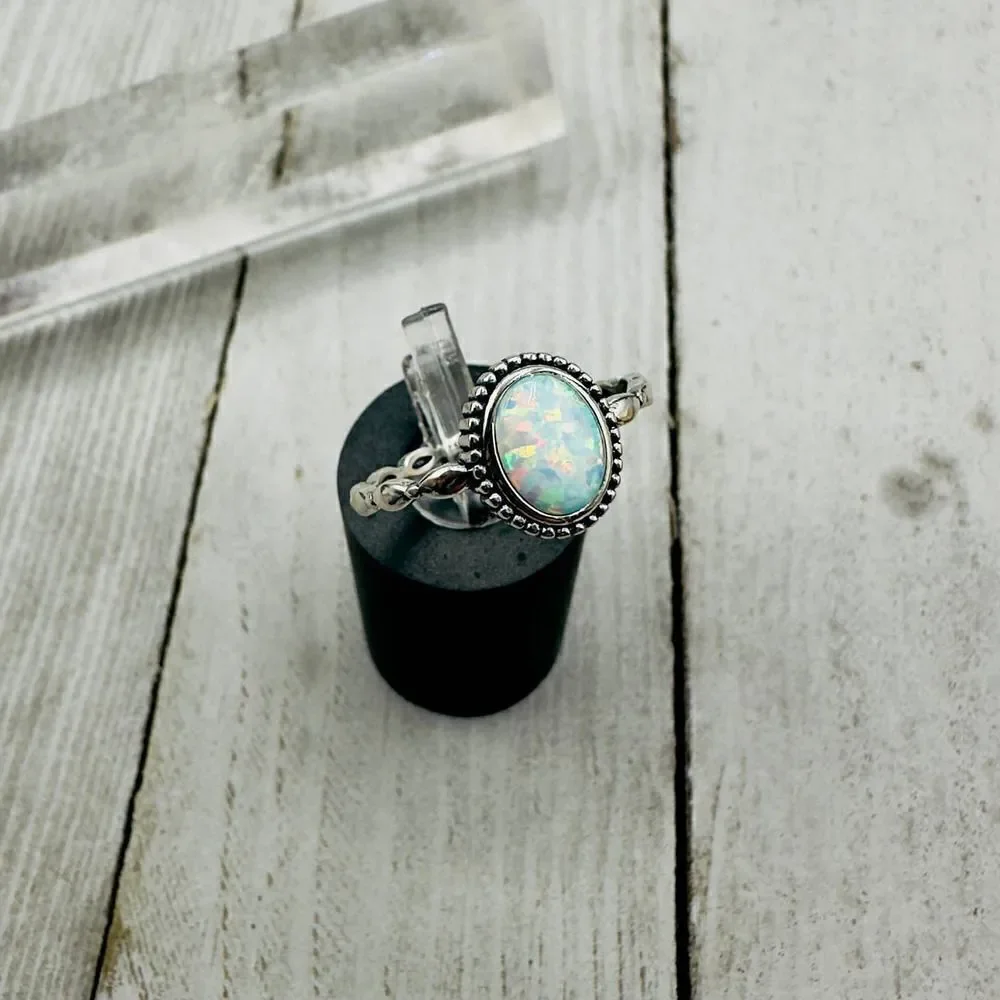 Lab Opal Sterling Silver Ring